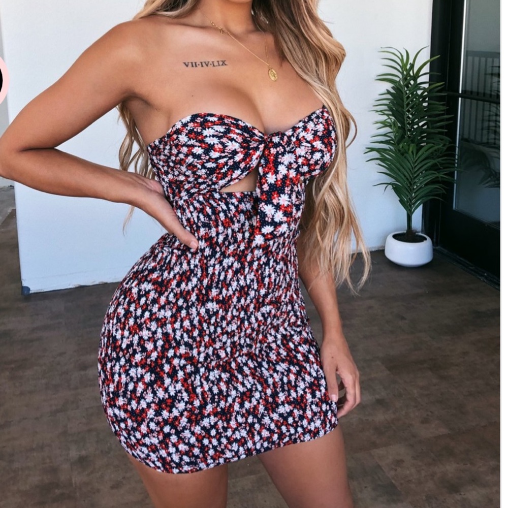Floral Dress(Navy/Red)